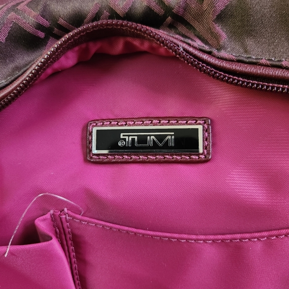 Tumi Signature Monogram laptop tablet tote bag maroon pink lining - Picture 4 of 16